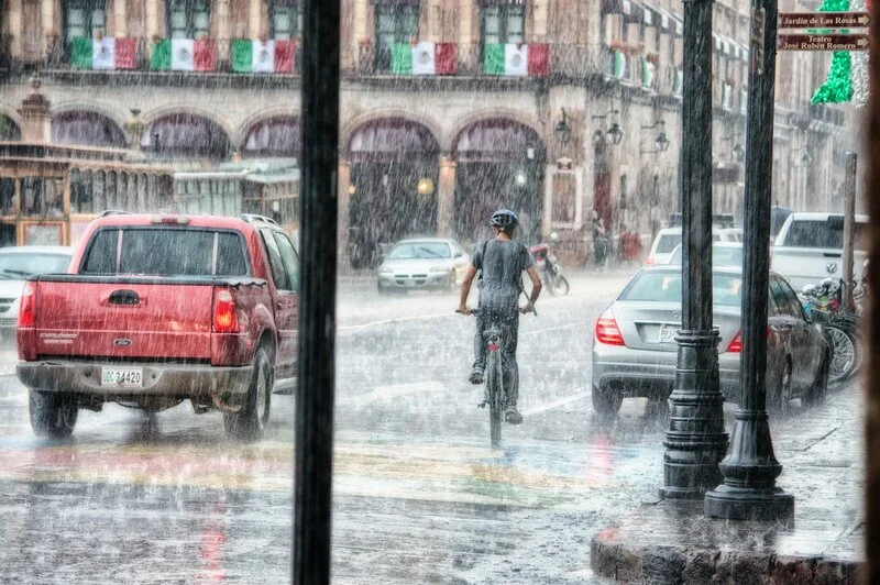bicycle commuter during the rain bicycle commuter during the rain