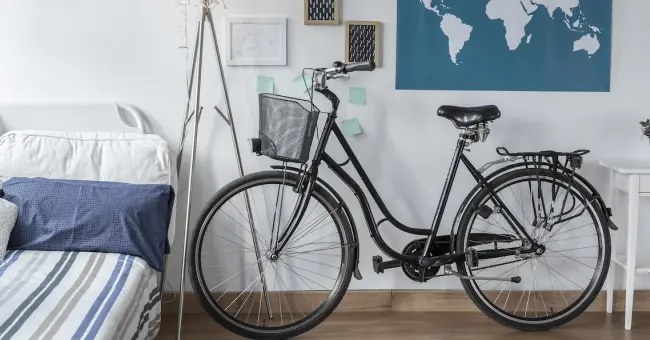 bicycle inside apartment
