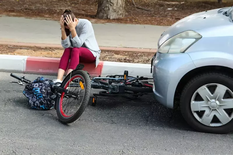 lady after a bike accident