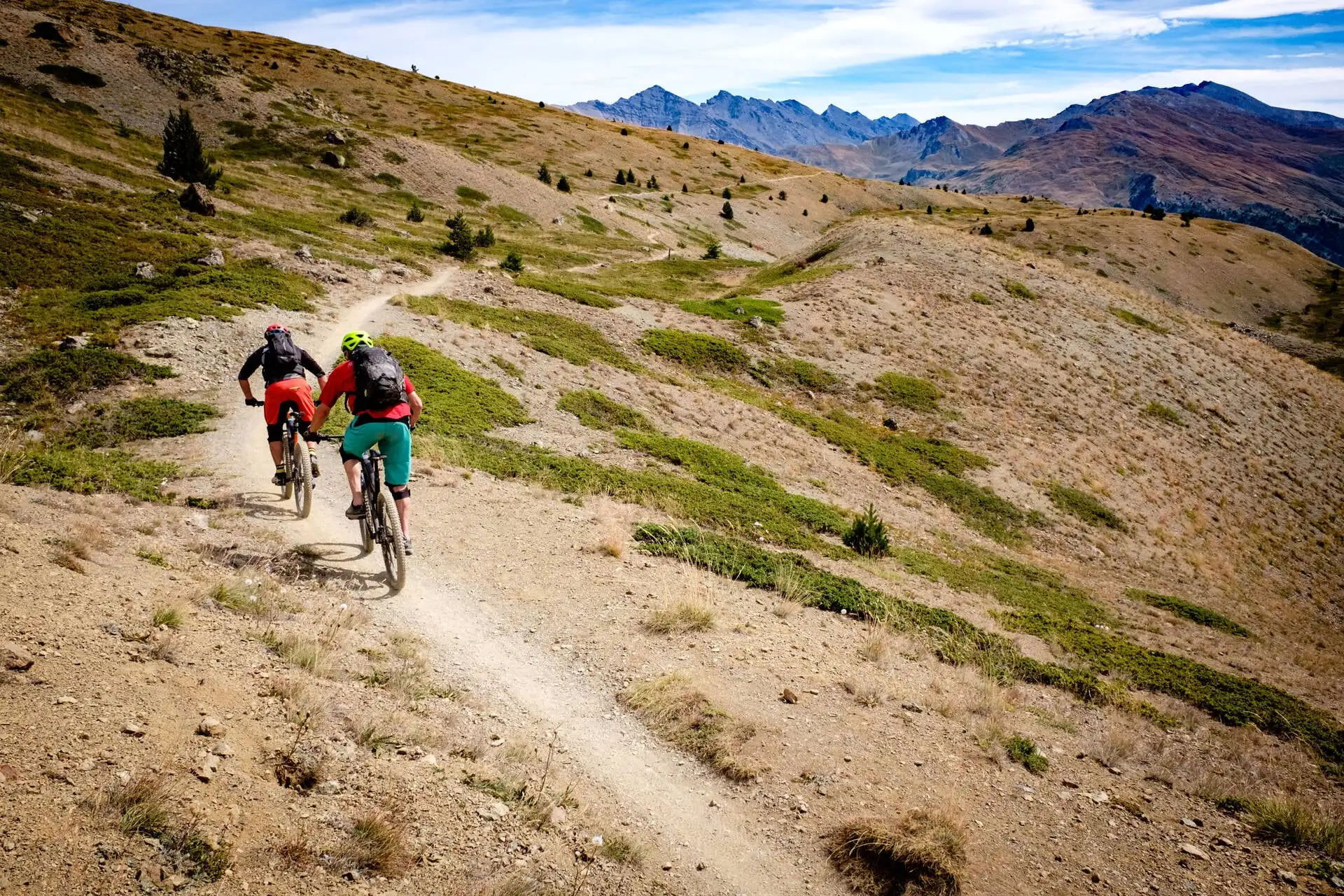 Cyclist riding outdoors on a trail