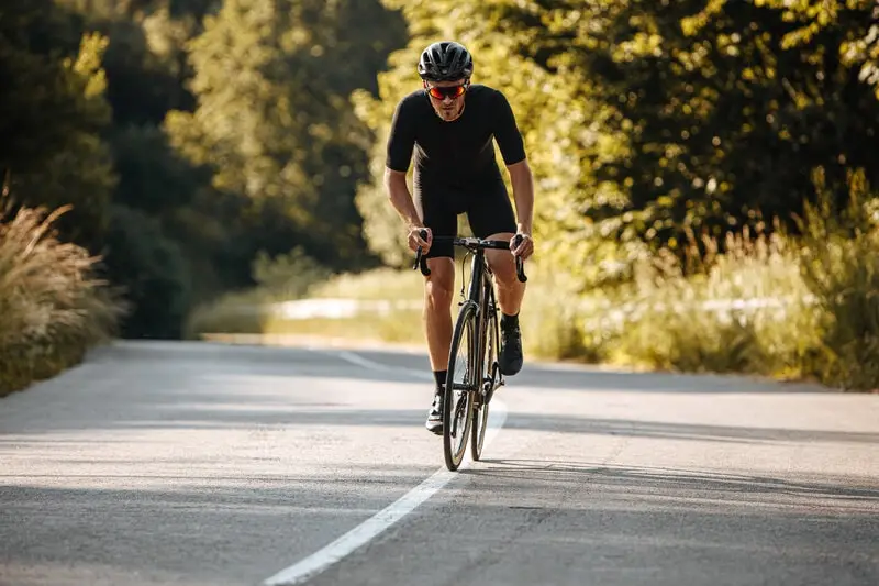 cyclist riding in spring cyclist riding in spring