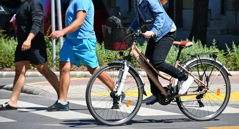 cyclist and pedestrians cyclist and pedestrians