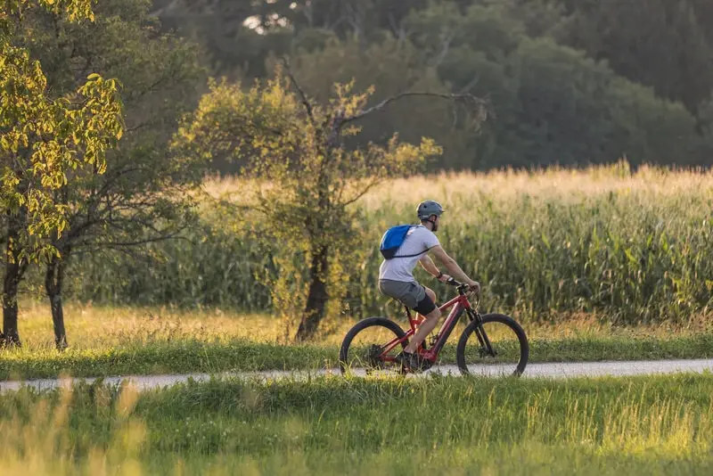 cyclist on e-bike in nature cyclist on e-bike in nature