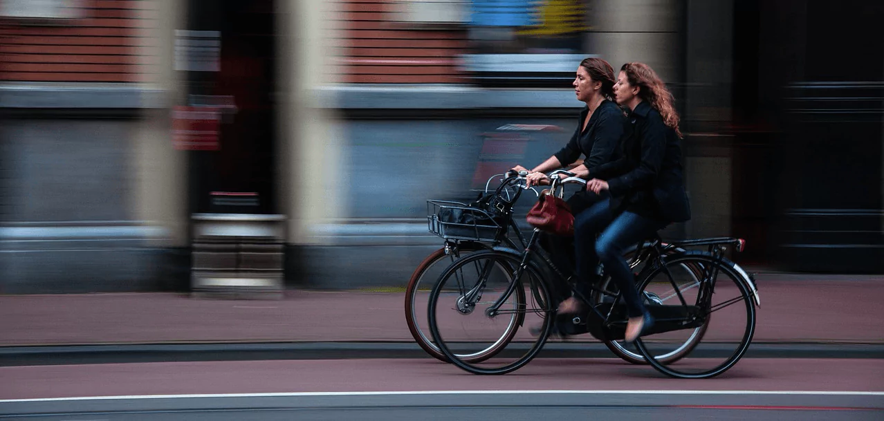 female bicycle commuters