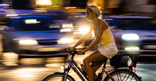 Riding a bicycle at night - see and be seen