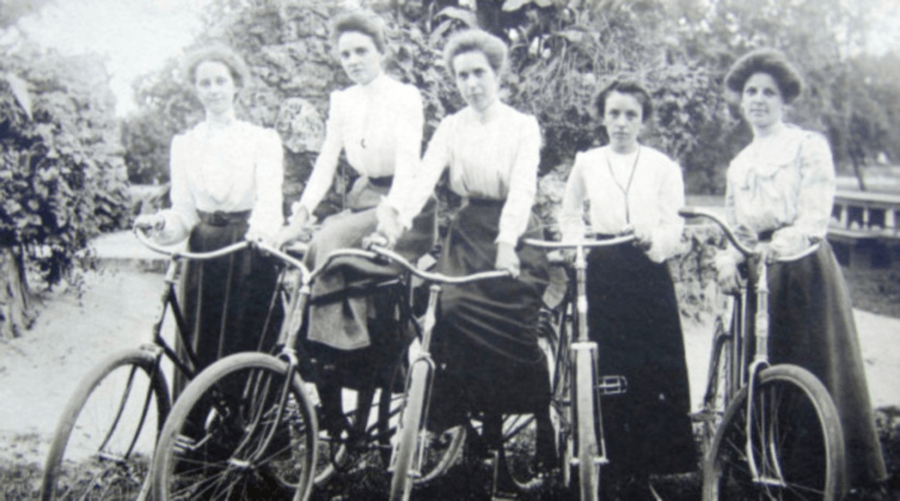 woman bicycle retro